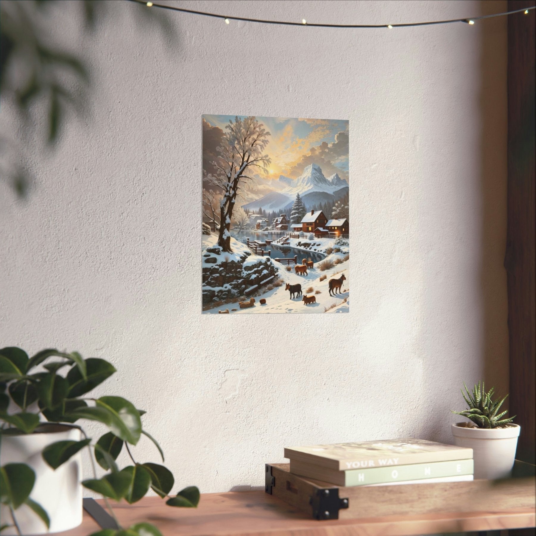 Winter Town Landscape Poster Print, Winter Wall Art, Winter Poster, Winter Landscape Scene, Wall Art, Poster Art, Rolled Poster, Winter Home Decor, Winter Mountain Town (1) - Janlyn's Crafts