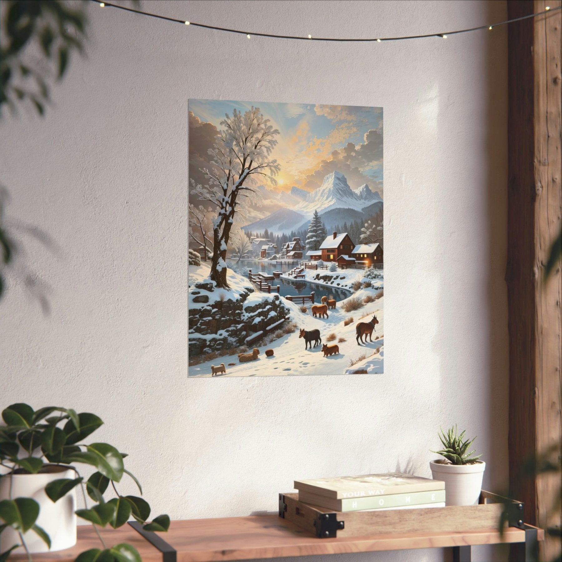 Winter Town Landscape Poster Print, Winter Wall Art, Winter Poster, Winter Landscape Scene, Wall Art, Poster Art, Rolled Poster, Winter Home Decor, Winter Mountain Town (1) - Janlyn's Crafts