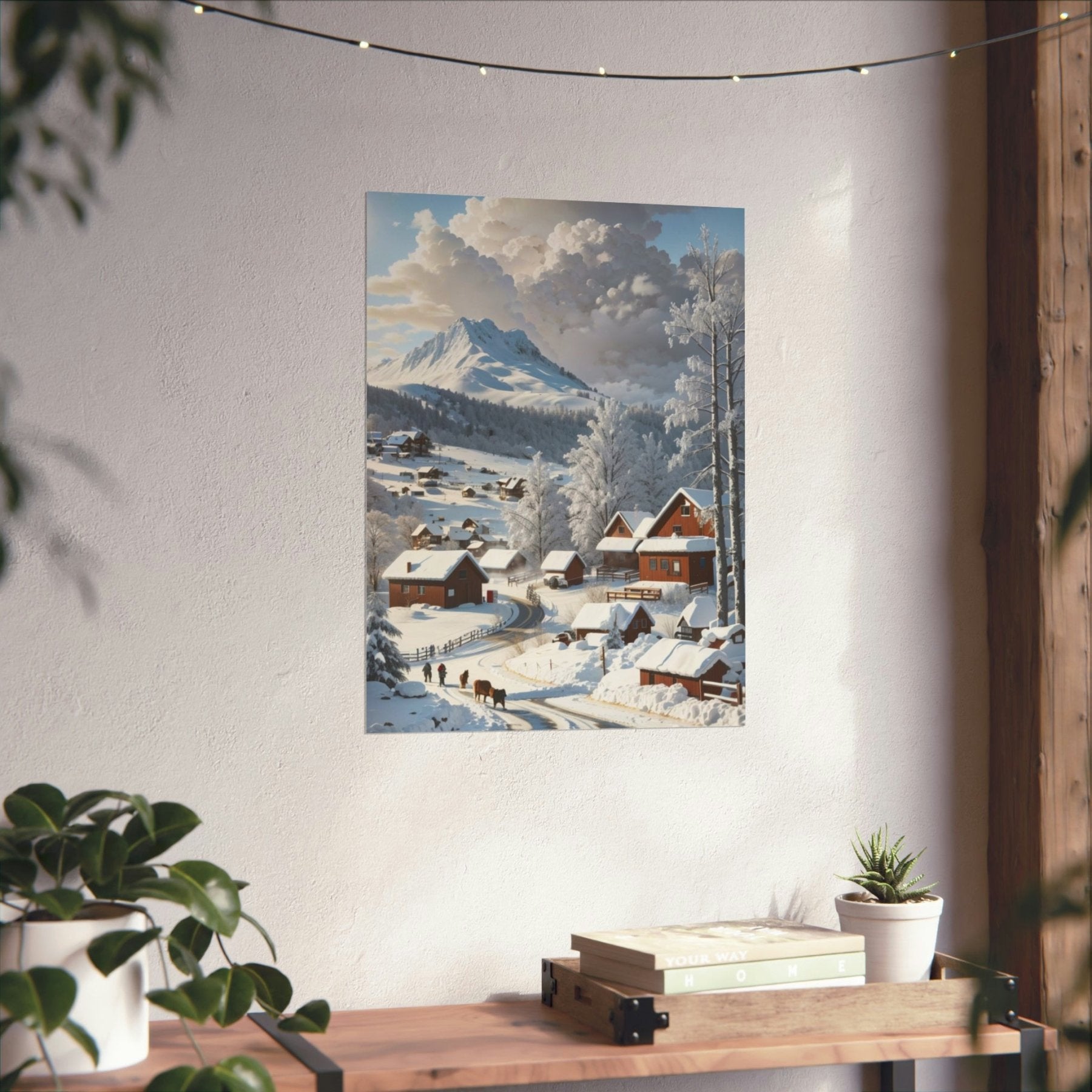 Winter Town Landscape Poster Print, Winter Wall Art, Winter Poster, Winter Landscape Scene, Wall Art, Poster Art, Rolled Poster, Winter Home Decor, Winter Mountain Town (3) - Janlyn's Crafts