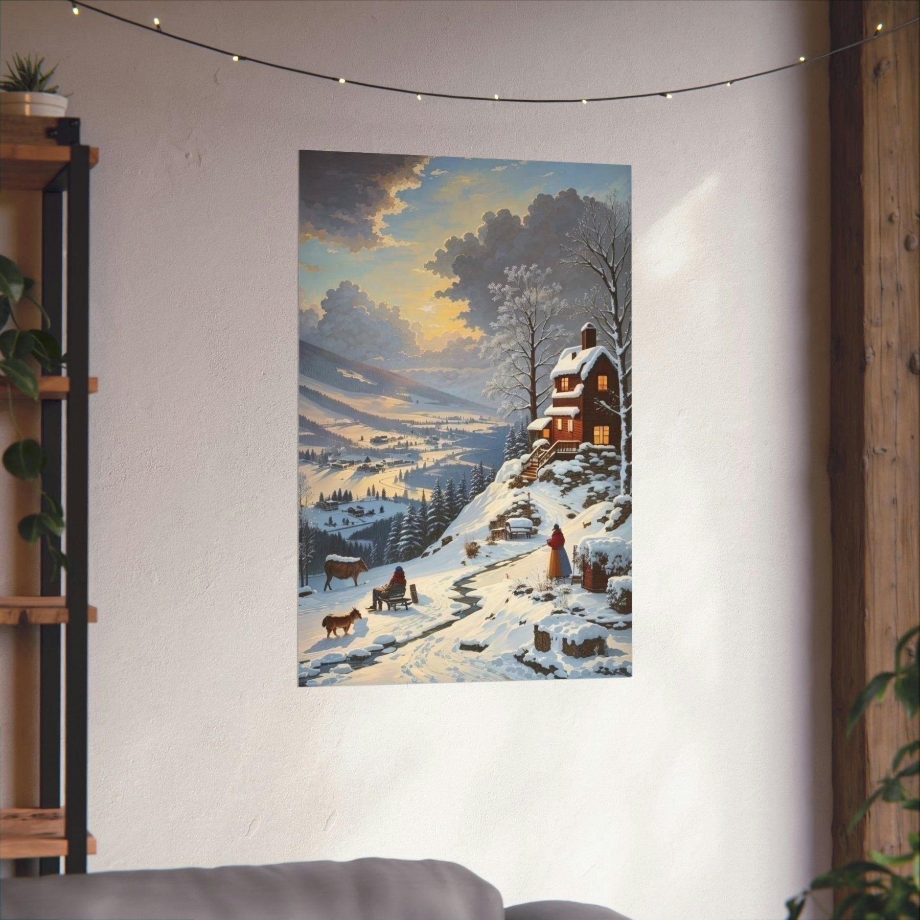 Winter Town Landscape Poster Print, Winter Wall Art, Winter Poster, Winter Landscape Scene, Wall Art, Poster Art, Rolled Poster, Winter Home Decor, Winter Mountain Town (4) - Janlyn's Crafts