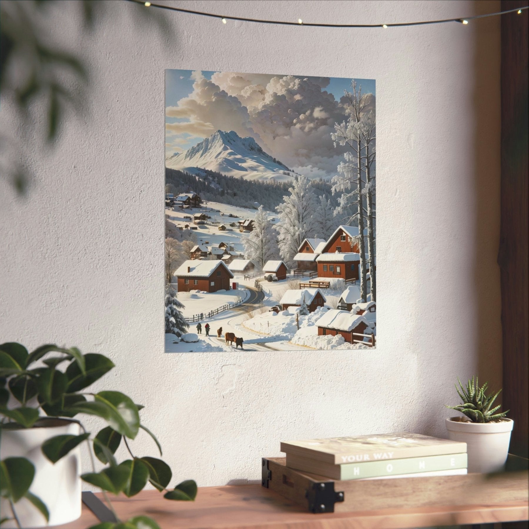 Winter Town Landscape Poster Print, Winter Wall Art, Winter Poster, Winter Landscape Scene, Wall Art, Poster Art, Rolled Poster, Winter Home Decor, Winter Mountain Town (3) - Janlyn's Crafts