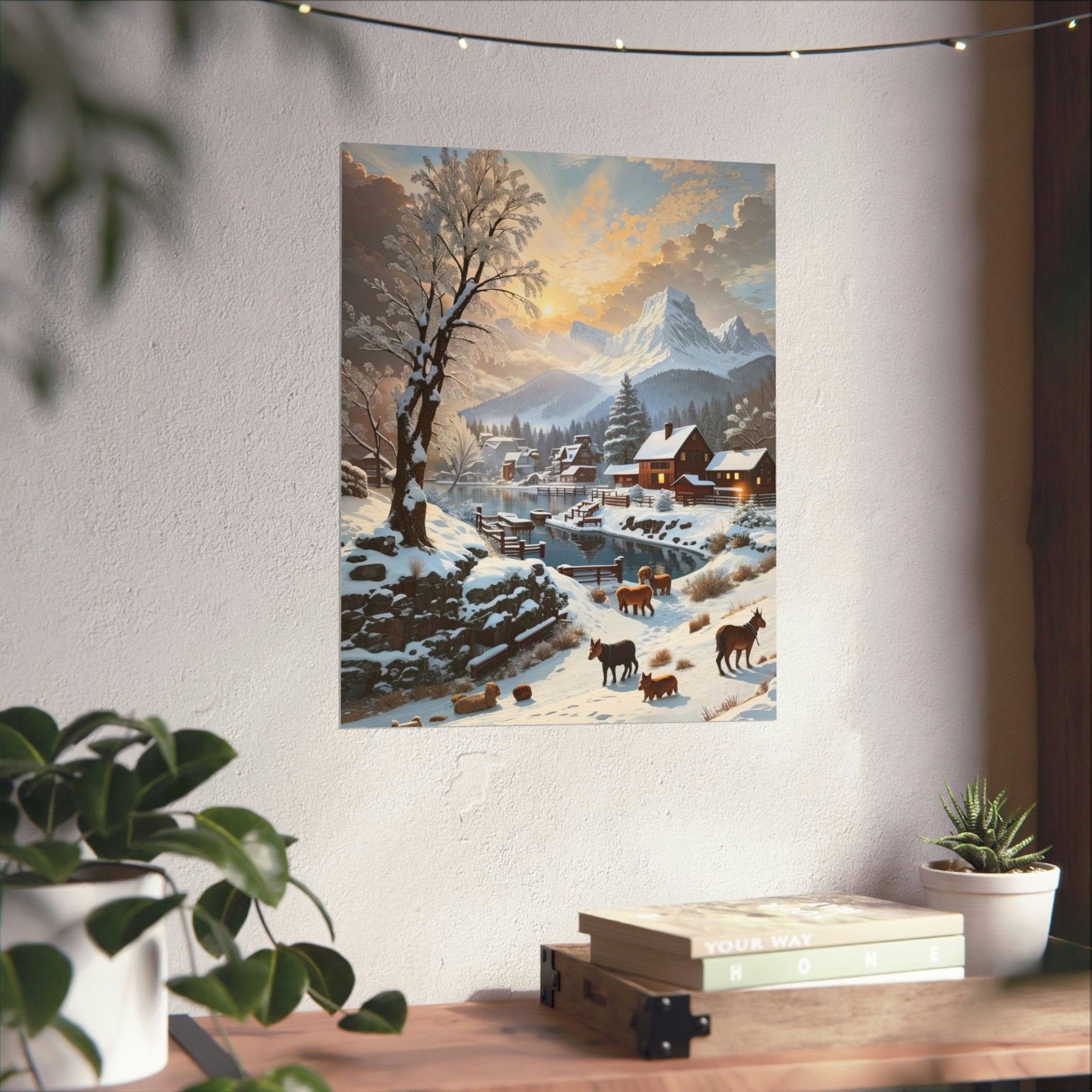 Winter Town Landscape Poster Print, Winter Wall Art, Winter Poster, Winter Landscape Scene, Wall Art, Poster Art, Rolled Poster, Winter Home Decor, Winter Mountain Town (1) - Janlyn's Crafts