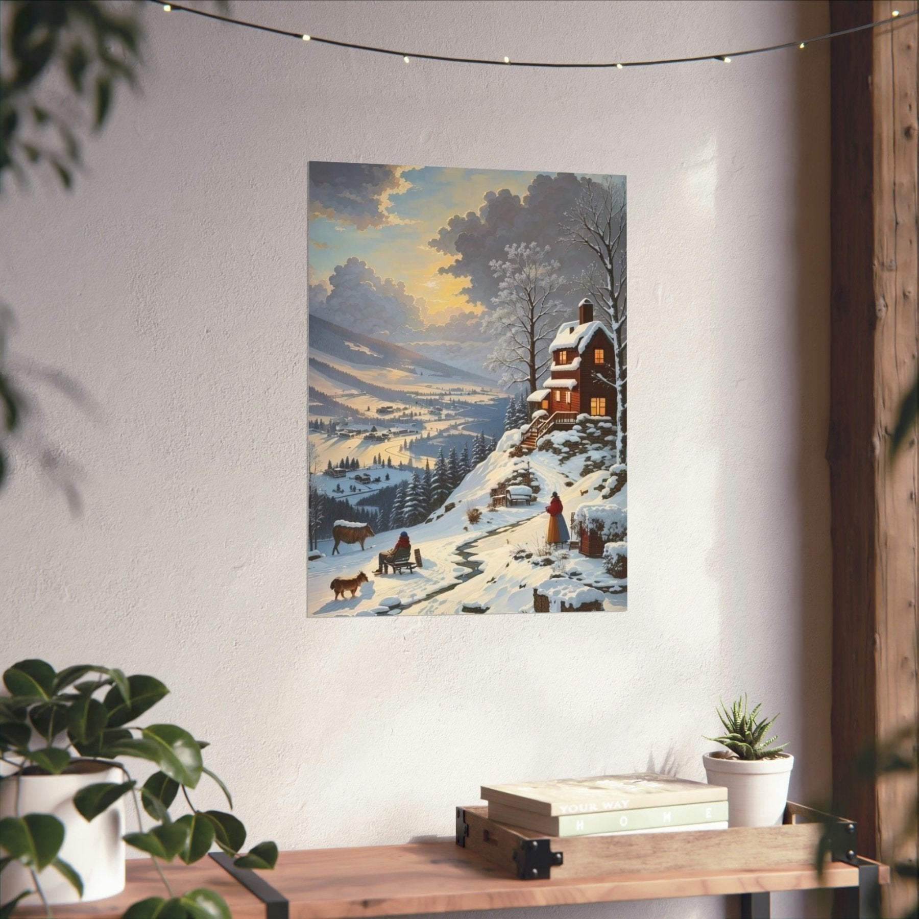 Winter Town Landscape Poster Print, Winter Wall Art, Winter Poster, Winter Landscape Scene, Wall Art, Poster Art, Rolled Poster, Winter Home Decor, Winter Mountain Town (4) - Janlyn's Crafts