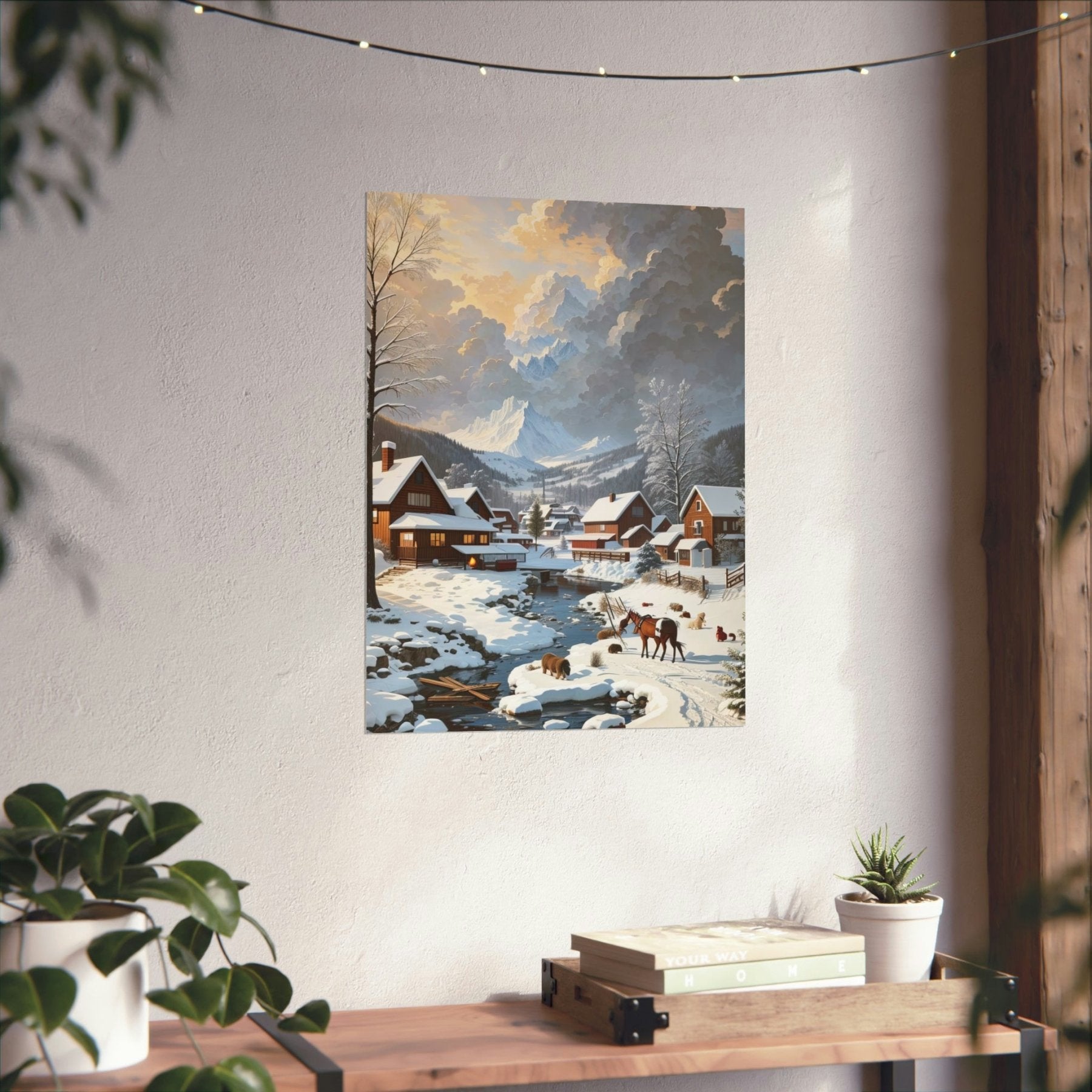 Winter Town Landscape Poster Print, Winter Wall Art, Winter Poster, Winter Landscape Scene, Wall Art, Poster Art, Rolled Poster, Winter Home Decor, Winter Mountain Town (2) - Janlyn's Crafts