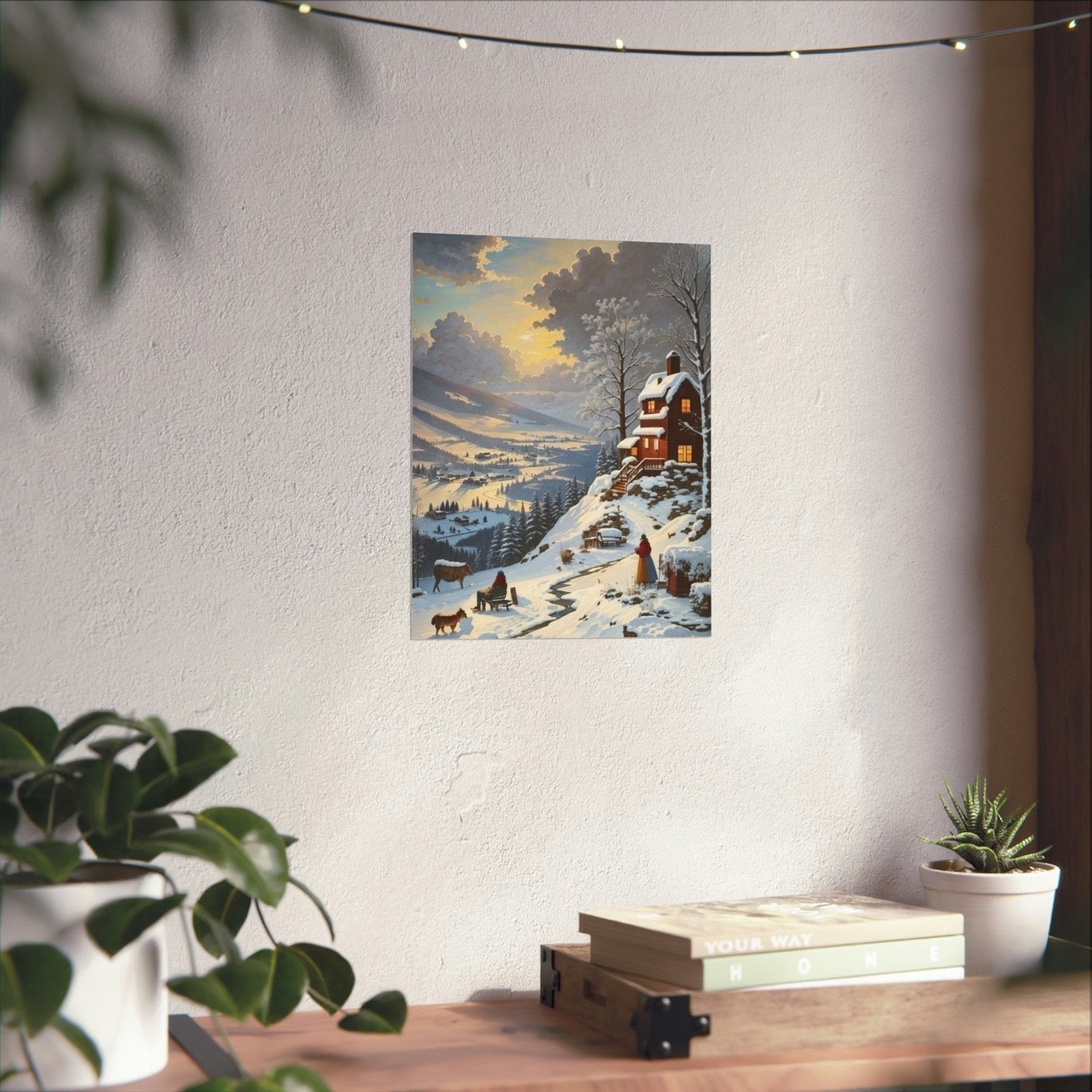 Winter Town Landscape Poster Print, Winter Wall Art, Winter Poster, Winter Landscape Scene, Wall Art, Poster Art, Rolled Poster, Winter Home Decor, Winter Mountain Town (4) - Janlyn's Crafts