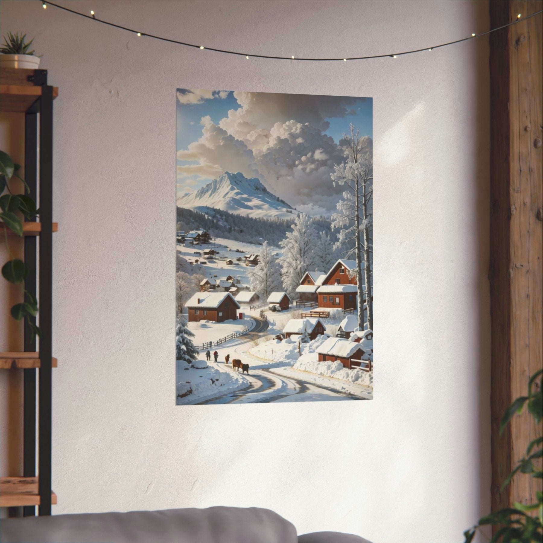 Winter Town Landscape Poster Print, Winter Wall Art, Winter Poster, Winter Landscape Scene, Wall Art, Poster Art, Rolled Poster, Winter Home Decor, Winter Mountain Town (3) - Janlyn's Crafts