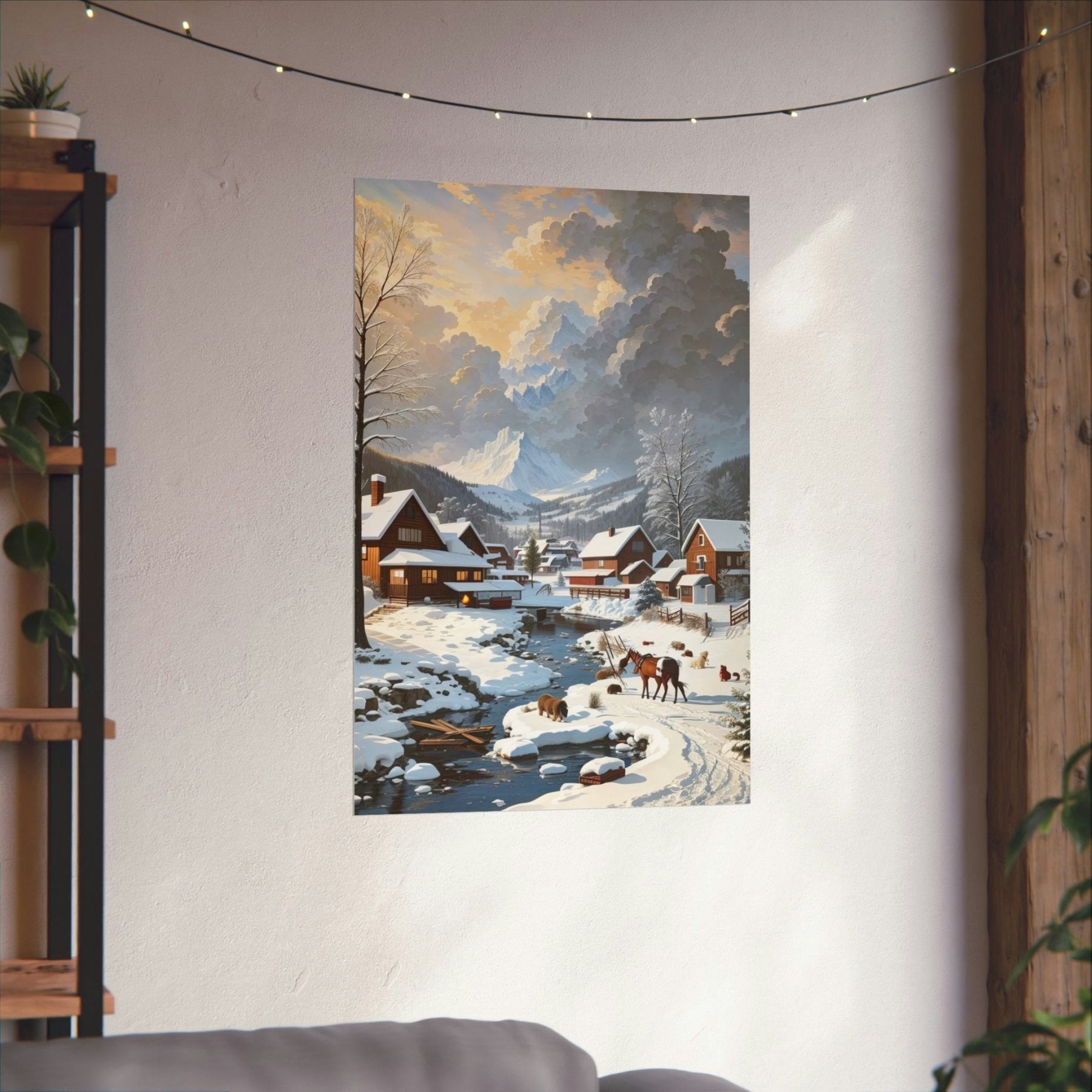 Winter Town Landscape Poster Print, Winter Wall Art, Winter Poster, Winter Landscape Scene, Wall Art, Poster Art, Rolled Poster, Winter Home Decor, Winter Mountain Town (2) - Janlyn's Crafts