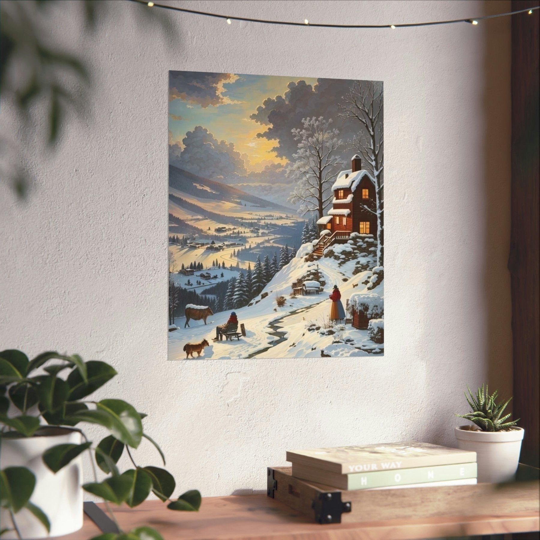 Winter Town Landscape Poster Print, Winter Wall Art, Winter Poster, Winter Landscape Scene, Wall Art, Poster Art, Rolled Poster, Winter Home Decor, Winter Mountain Town (4) - Janlyn's Crafts