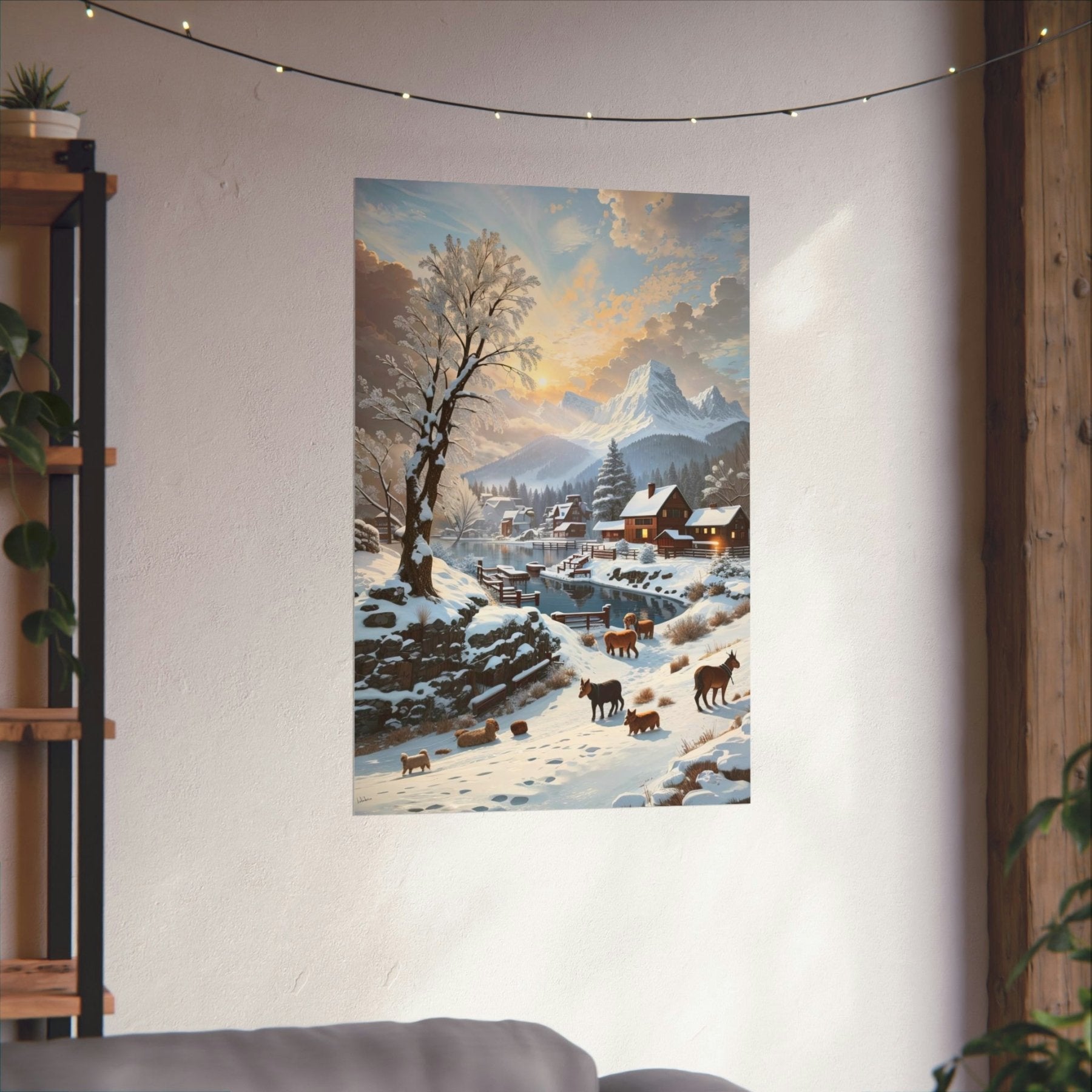 Winter Town Landscape Poster Print, Winter Wall Art, Winter Poster, Winter Landscape Scene, Wall Art, Poster Art, Rolled Poster, Winter Home Decor, Winter Mountain Town (1) - Janlyn's Crafts