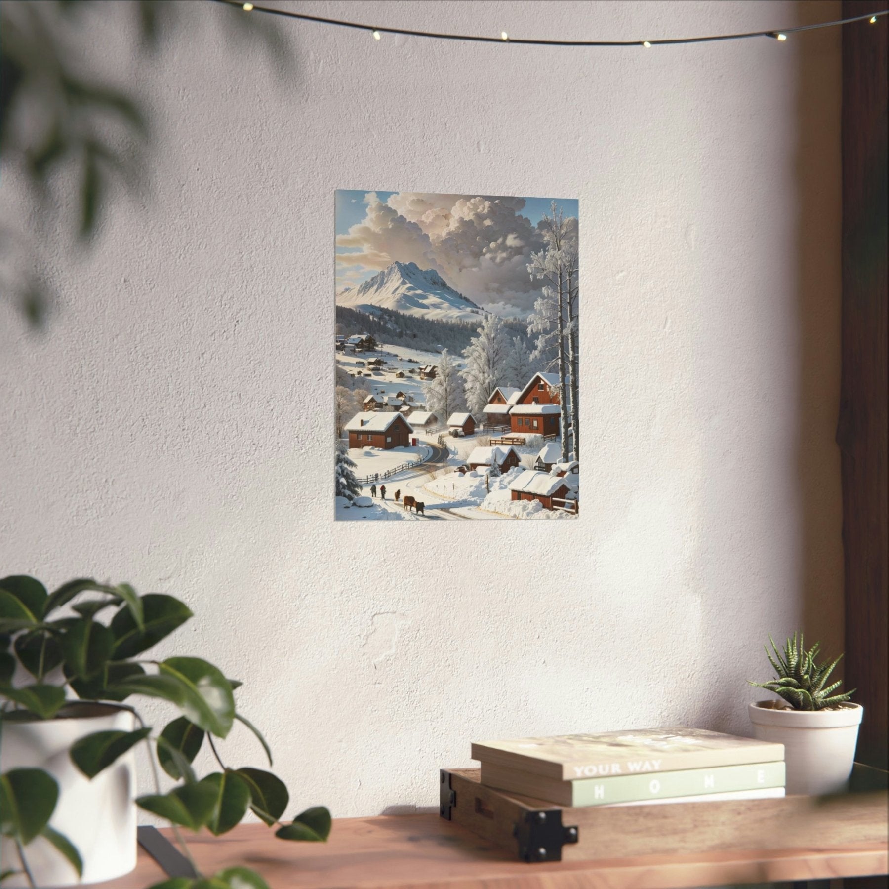 Winter Town Landscape Poster Print, Winter Wall Art, Winter Poster, Winter Landscape Scene, Wall Art, Poster Art, Rolled Poster, Winter Home Decor, Winter Mountain Town (3) - Janlyn's Crafts