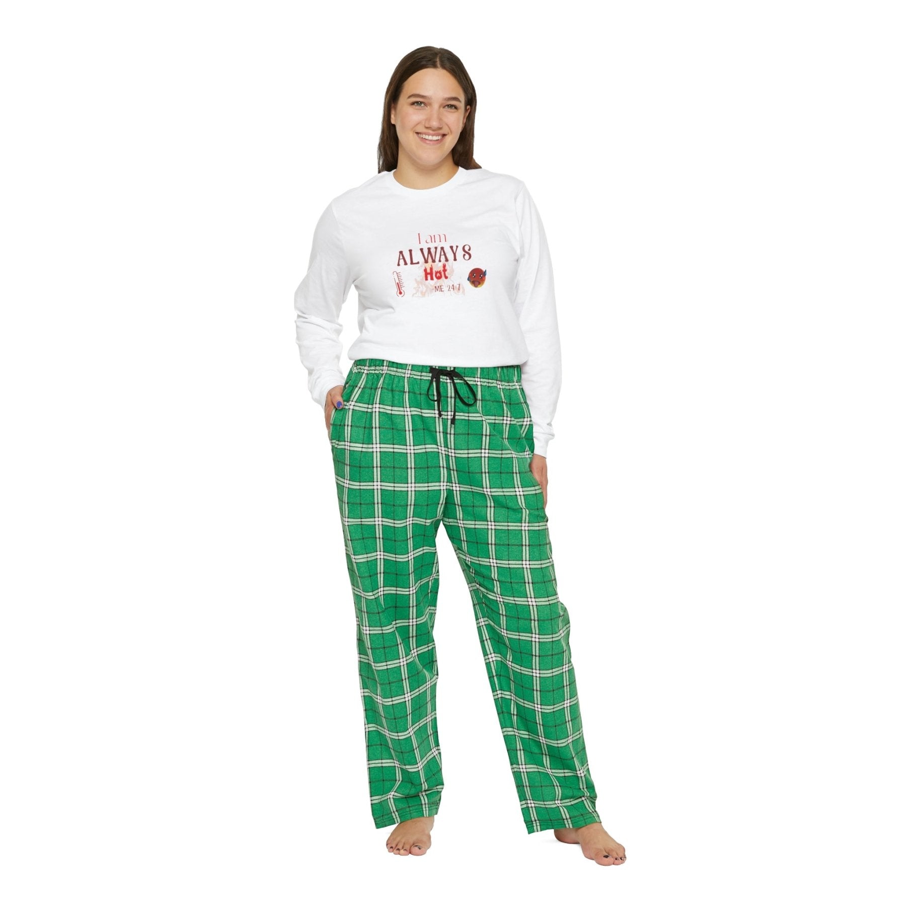 Women's Long Sleeve Pajama Set, I am Always Hot, Sweat, All Year Round Pajamas, PJs, Hot Lover - Janlyn's Crafts