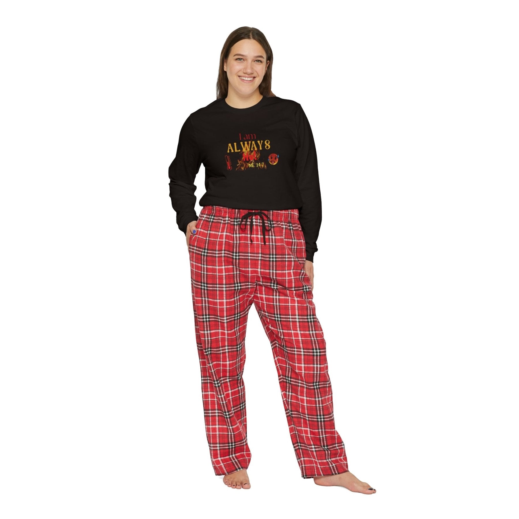 Women's Long Sleeve Pajama Set, I am Always Hot, Sweat, All Year Round Pajamas, PJs, Hot Lover - Janlyn's Crafts