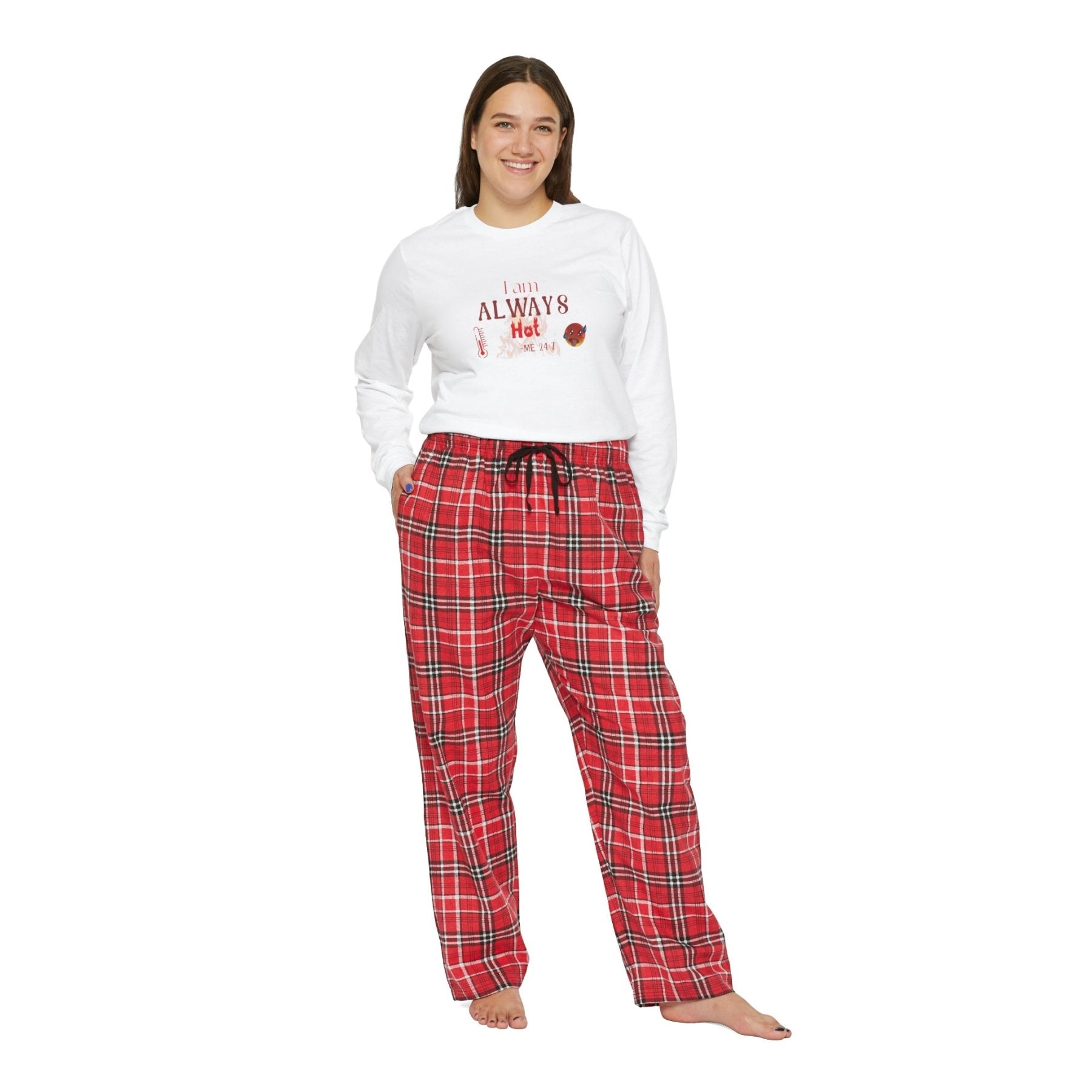 Women's Long Sleeve Pajama Set, I am Always Hot, Sweat, All Year Round Pajamas, PJs, Hot Lover - Janlyn's Crafts