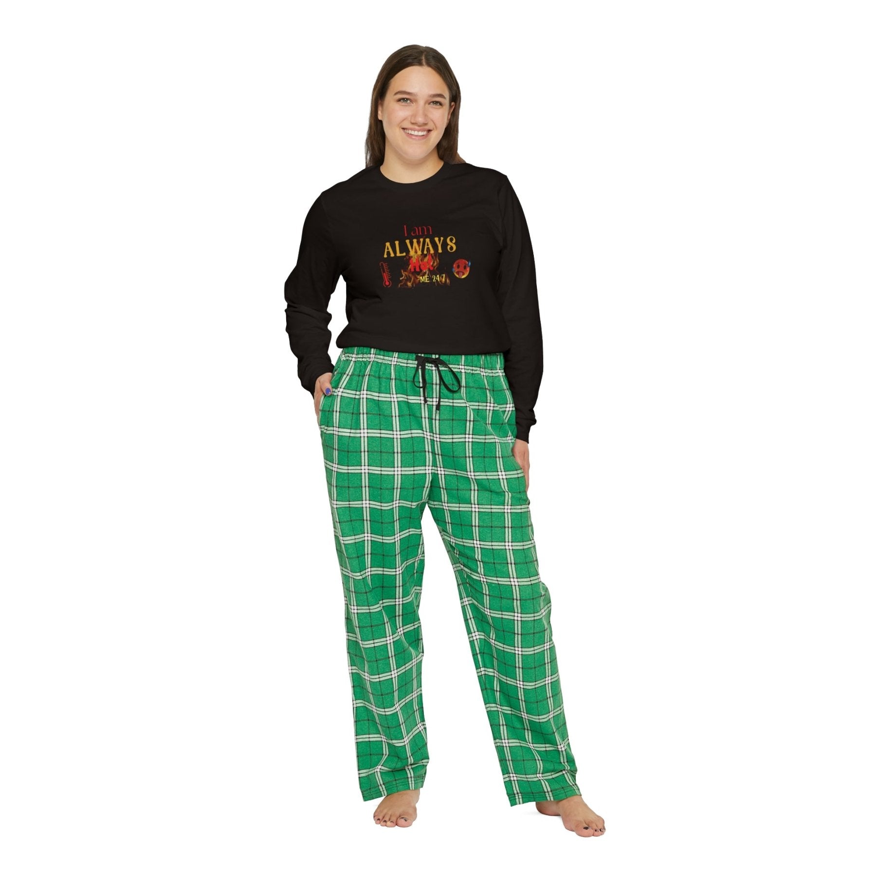 Women's Long Sleeve Pajama Set, I am Always Hot, Sweat, All Year Round Pajamas, PJs, Hot Lover - Janlyn's Crafts