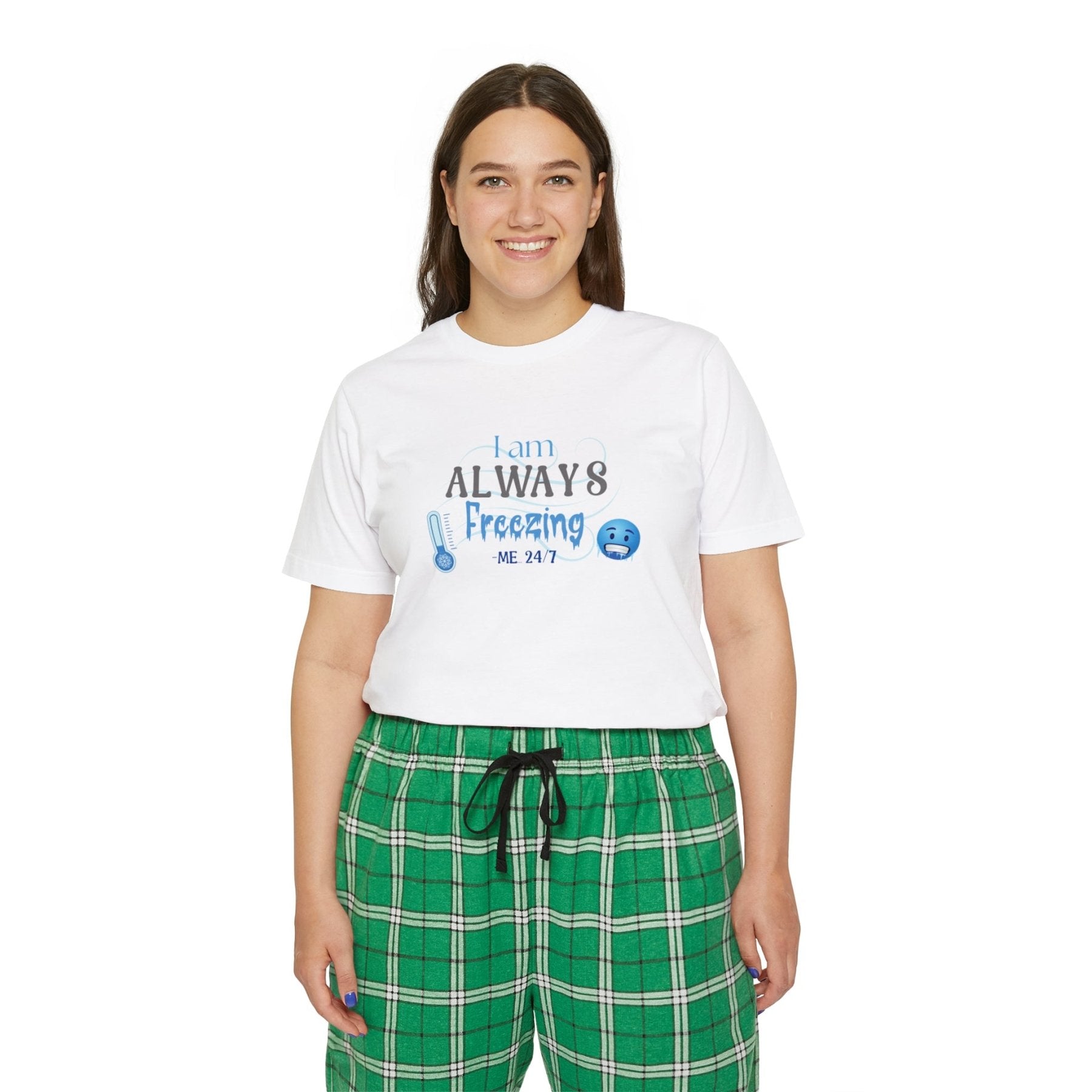 Women's Short Sleeve Pajama Set, I'm Always Freezing, Cold, All Year Round Pajamas, PJs, Cold Lover - Janlyn's Crafts